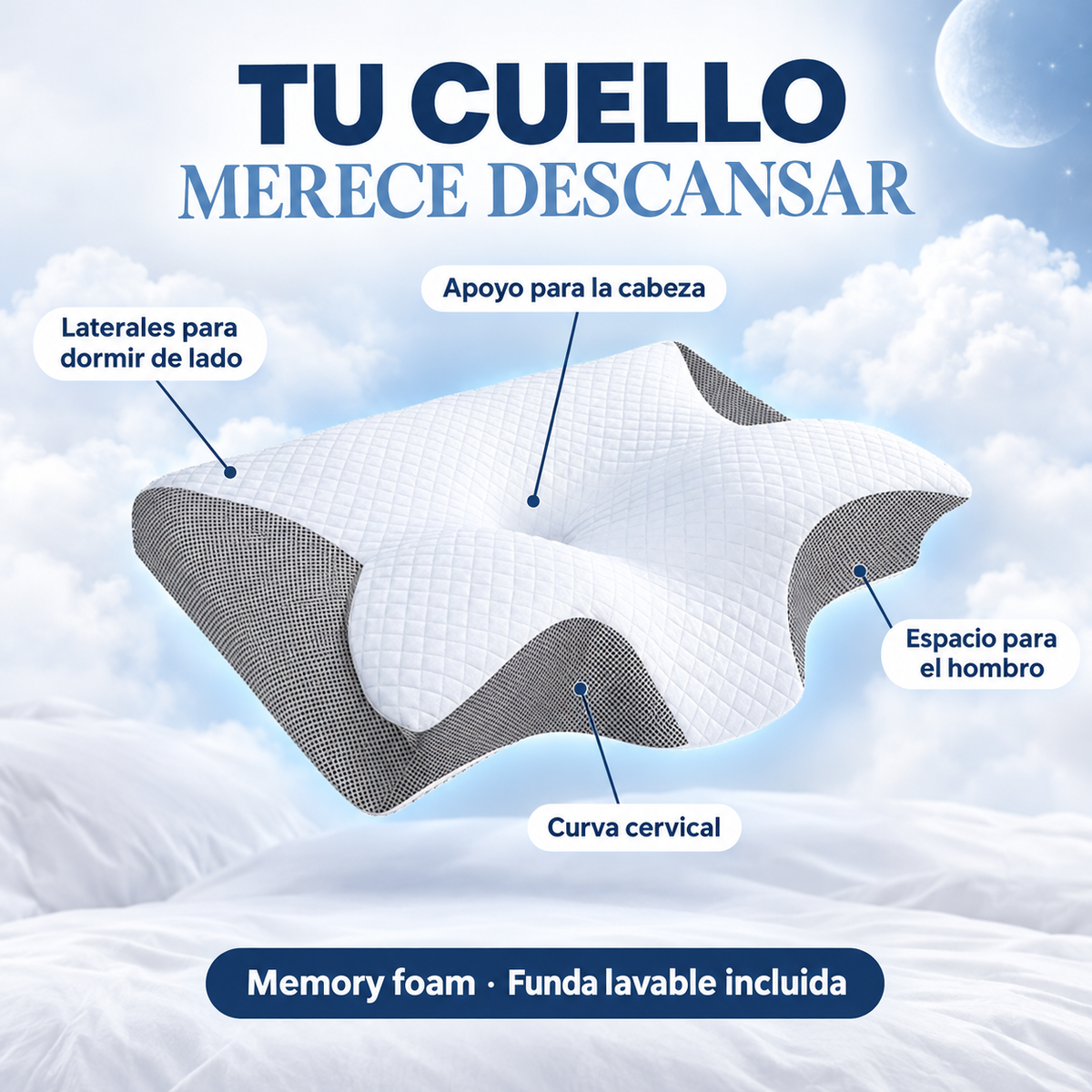Almohada Cervical ORTHO-SLEEP™ "Alivio de Cuello y Espalda"