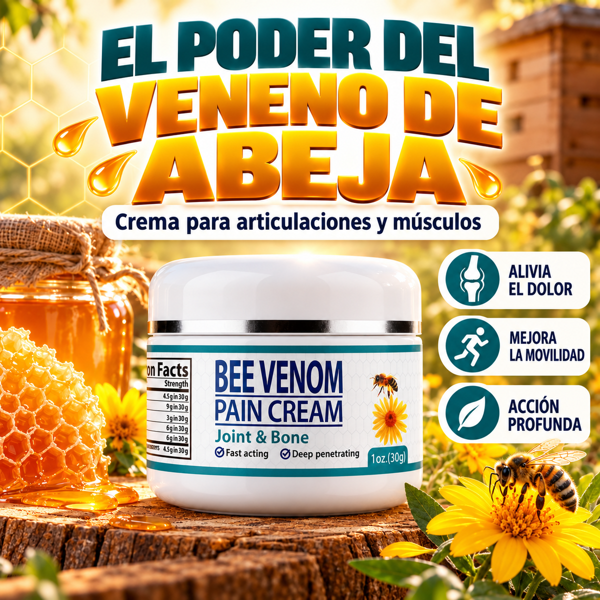 Bee Venom Crema de Abeja 🐝Lleva 2x1 SOLO POR HOY🐝-¡Alivio Efectivo para Dolores!